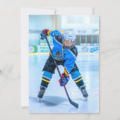 Ice Hockey Kindergeburtstag Party Lila Einladung (Rückseite)