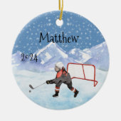 Ice Hockey name Personalized Watercolor Keramik Ornament (Vorne)