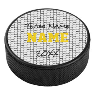 Ice Hockey Net Custom Team Name Jahr Black Gold Eishockey Puck