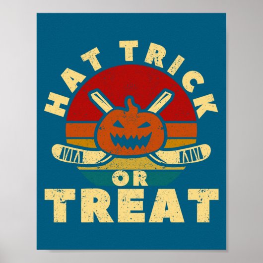 Ice Hockey Player Coach Halloween Pumpkin Hat Tric Poster (Vorne)