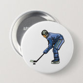 Ice Hockey Player in Blue Uniform Button (Vorne & Hinten)