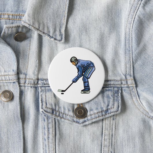 Ice Hockey Player in Blue Uniform Button (Beispiel)