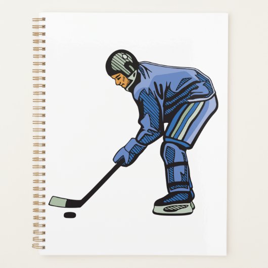 Ice Hockey Player in Blue Uniform Planer (Vorderseite)