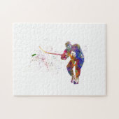 Ice hockey player in watercolor puzzle (Horizontal)