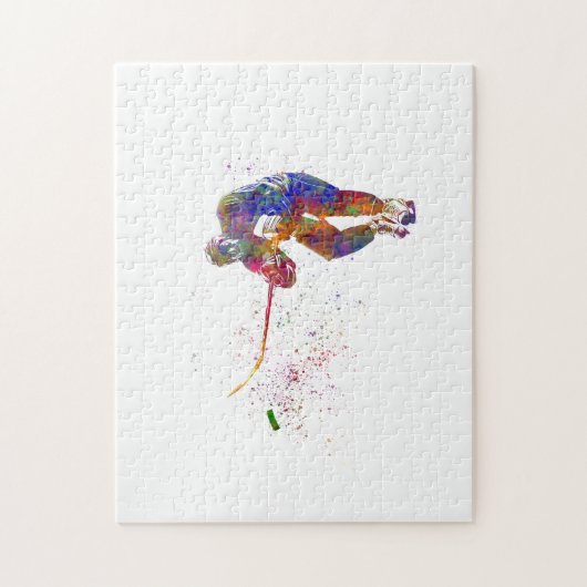 Ice hockey player in watercolor puzzle (Vertikal)