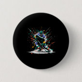 Ice Hockey Player Paint Splatter Art Srts Men Boys Button (Vorderseite)