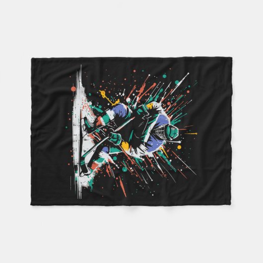 Ice Hockey Player Paint Splatter Art Srts Men Boys Fleecedecke (Vorderseite (Horizontal))