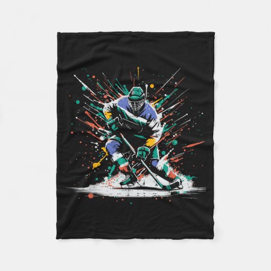Ice Hockey Player Paint Splatter Art Srts Men Boys Fleecedecke (Vorderseite)