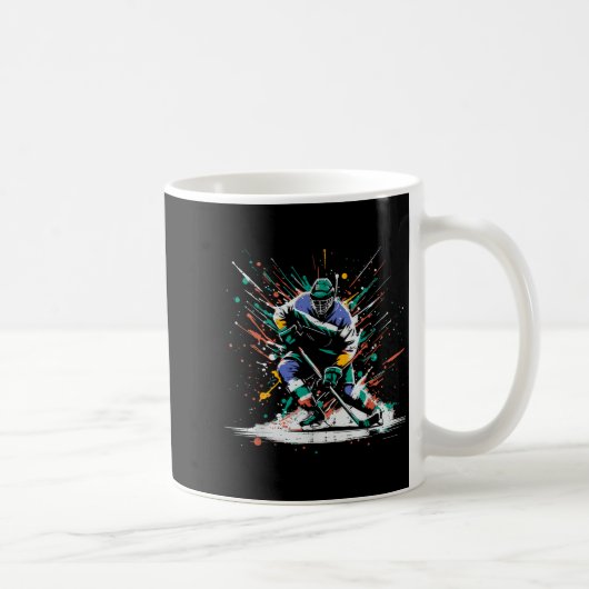 Ice Hockey Player Paint Splatter Art Srts Men Boys Kaffeetasse (Rechts)