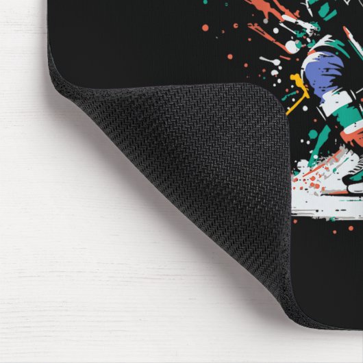 Ice Hockey Player Paint Splatter Art Srts Men Boys Mousepad (Ecke)