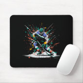 Ice Hockey Player Paint Splatter Art Srts Men Boys Mousepad (Mit Mouse)
