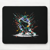 Ice Hockey Player Paint Splatter Art Srts Men Boys Mousepad (Vorne)