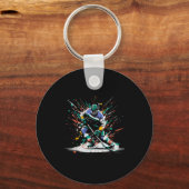 Ice Hockey Player Paint Splatter Art Srts Men Boys Schlüsselanhänger (Vorderseite)
