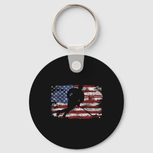 Ice Hockey Player US-amerikanische Flagge 4. Juli  Schlüsselanhänger