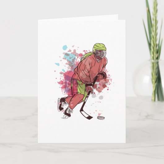 ICE-HOCKEY-PLAYER WATERCOLOR KARTE (Vorderseite)