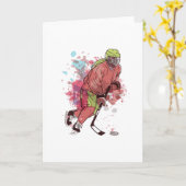 ICE-HOCKEY-PLAYER WATERCOLOR KARTE (Gelbe Blume)
