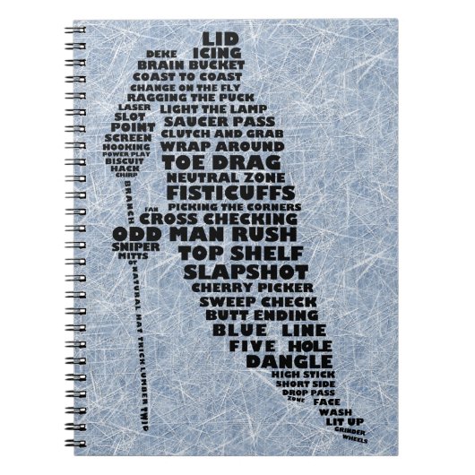 Ice Hockey Player Word Art Notebook Notizblock (Vorderseite)