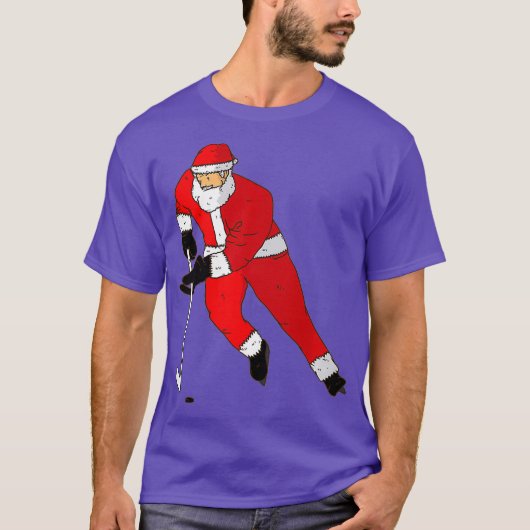 Ice Hockey Playing Santa T Christmas Gift T-Shirt (Vorderseite)
