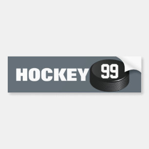 Ice Hockey Puck with Player Number Bumper Sticker Autoaufkleber