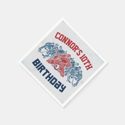 Ice Hockey Skate Rink Happy Birthday Serviette (Ecke)