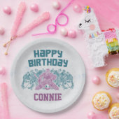 Ice Hockey Skate Rink Lila Happy Birthday Pappteller (Party)