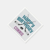 Ice Hockey Skate Rink Lila Happy Birthday Serviette (Ecke)