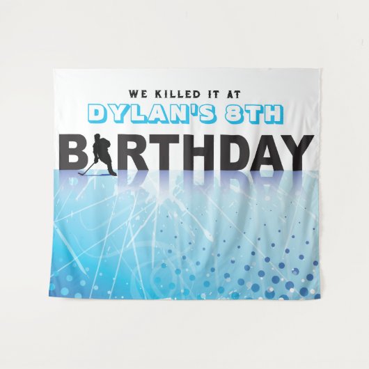 ICE HOCKEY SKATEN Birthday Party Foto-Op Memory Wandteppich (Vorderseite (Horizontal))
