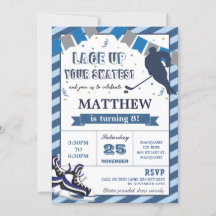 Ice Hockey Skaten Boy Geburtstagsparty Einladung