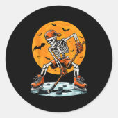 Ice Hockey Skeleton Soky Boys Halloween Hockey Pla Runder Aufkleber (Vorderseite)
