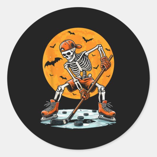 Ice Hockey Skeleton Soky Boys Halloween Hockey Pla Runder Aufkleber (Vorderseite)