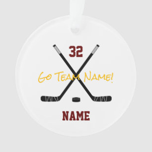 Ice Hockey Sports Team Custom Text Colors Fun Ornament