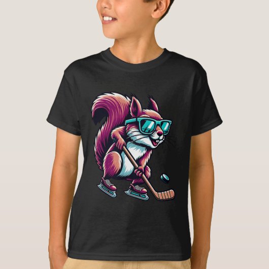 Ice Hockey Squirrel Cool Gles Skating T-Shirt (Vorderseite)