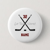 Ice Hockey Sticks Team Custom Player Name Number Button (Vorderseite)