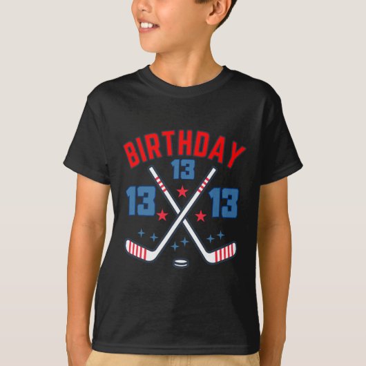 Ice Hockey Thirteen Birthday Boy 13th Party Boys A T-Shirt (Vorderseite)