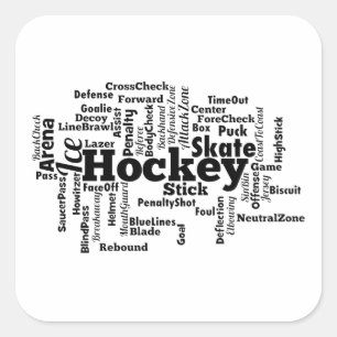 Ice Hockey Word Cloud Quadratischer Aufkleber