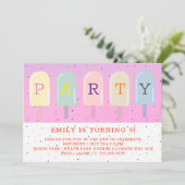 ICE LOLLIES SOMMER BIRTHDAY EINLADUNG (Stehend Vorderseite)