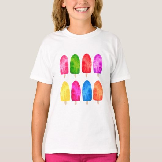 Ice Lolly Popsicle Girls Summer T-Shirt (Vorderseite)
