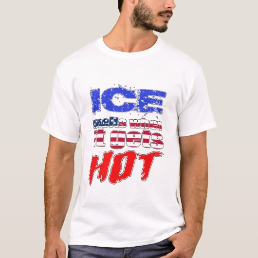 ICE Melts When It Gets Hot US Flag Political Art. T-Shirt (Vorderseite)