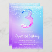 Ice number Foil Girl 3rd Birthday Einladung (Vorne/Hinten)