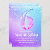 Ice number white glitter Girl 6th Birthday Einladung (Vorne/Hinten)