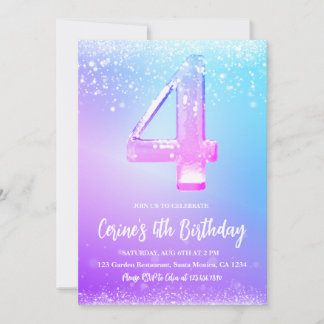 Ice number white glitter girl birthday einladung
