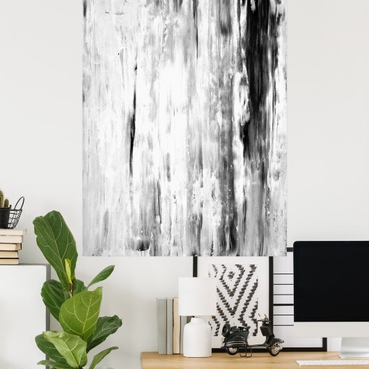 'Ice Pick' Abstrakte Schwarz-Weiß-Kunst Poster (Heimbüro)