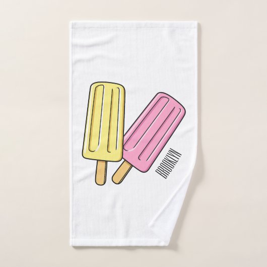 Ice Pop Cartoon Illustration Badhandtuch Set (Handtuch)