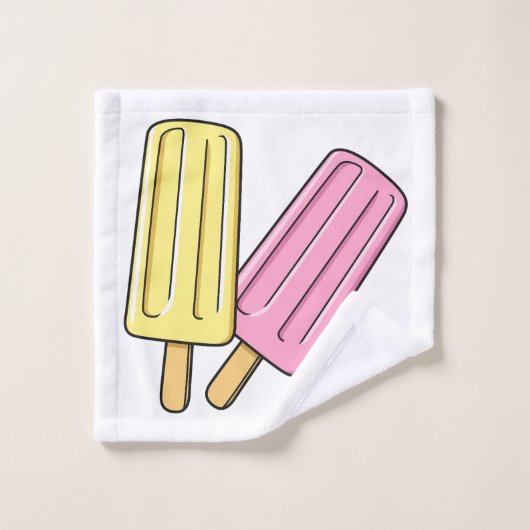 Ice Pop Cartoon Illustration Badhandtuch Set (Waschlappen)