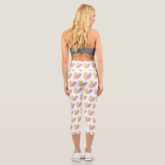 Ice Pop Cartoon Illustration Capri Leggings (Rückseite)