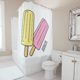 Ice Pop Cartoon Illustration Duschvorhang