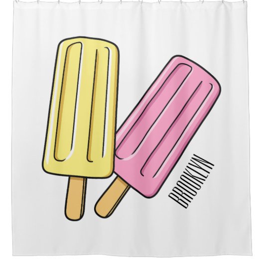 Ice Pop Cartoon Illustration Duschvorhang (Vorderseite)