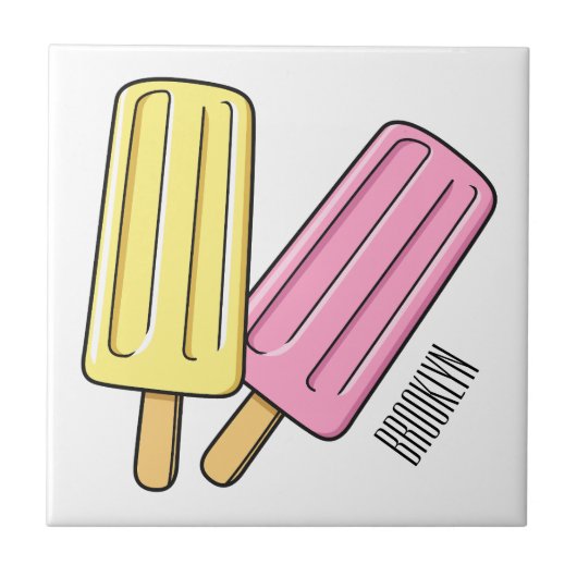 Ice Pop Cartoon Illustration Fliese (Vorderseite)
