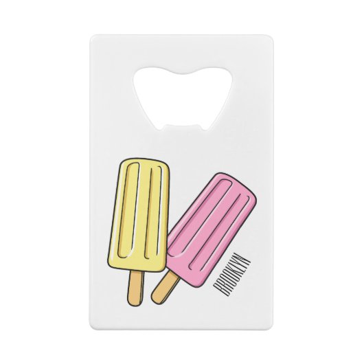 Ice Pop Cartoon Illustration Geldbeutel Flaschenöffner (Rückseite)