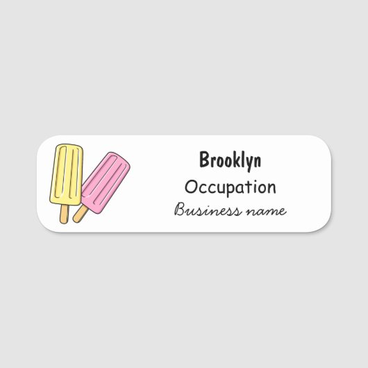 Ice Pop Cartoon Illustration Namensschild (Vorderseite)